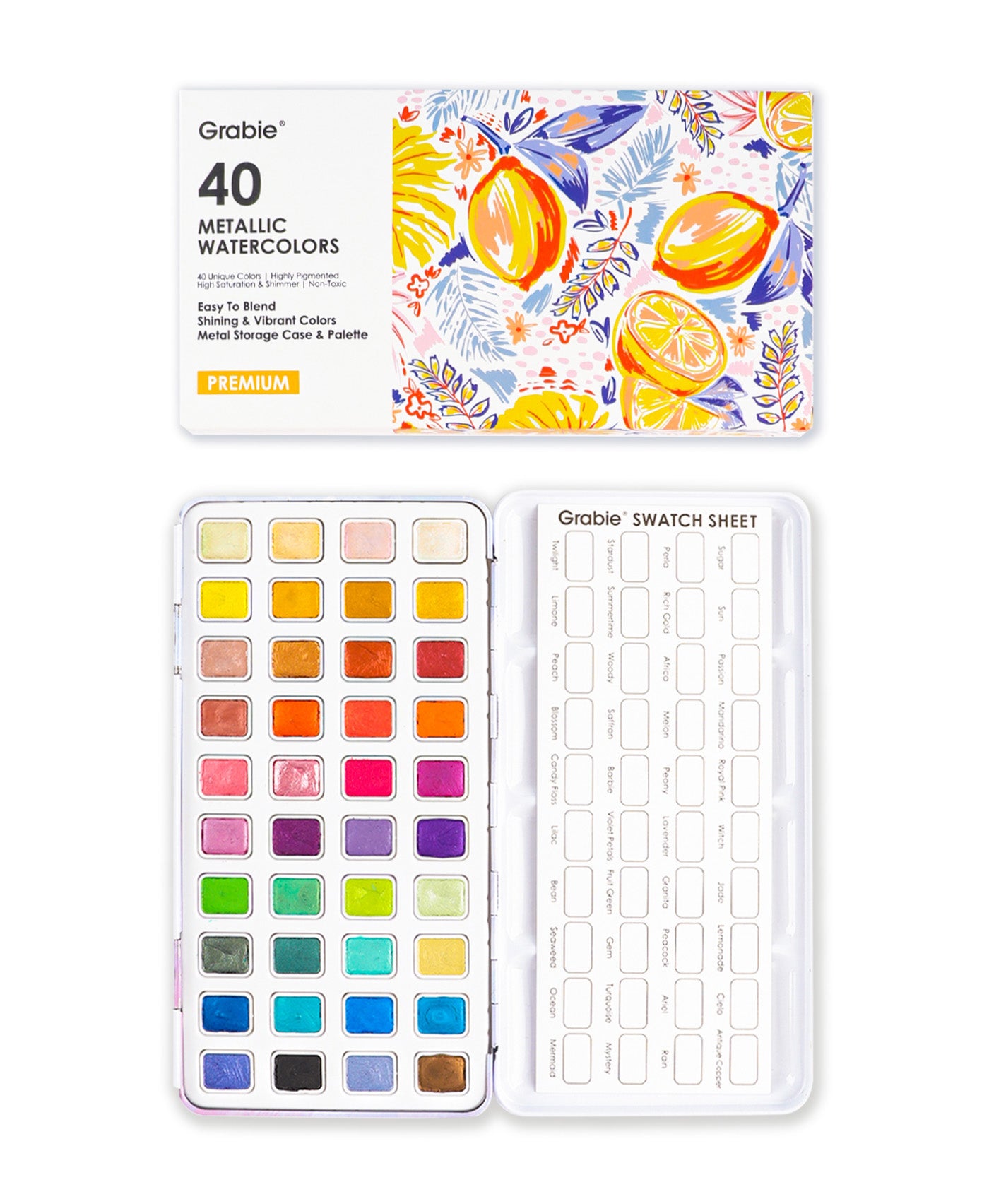 40 Colors Metallic Watercolor Paint Set, Metallic Watercolour Paints