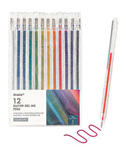 Capped Iridescent Glitter Gel Ink Pen Set Of 12