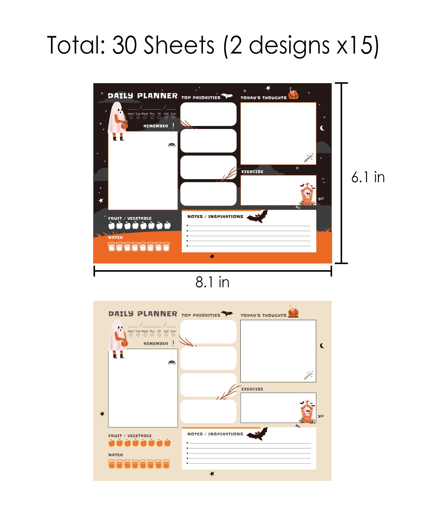 30 sheets Halloween Exclusive Daily Planner