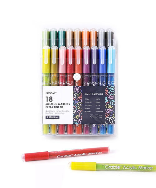 Metallic Acrylic Paint Marker Set Of 18 - Grabie®