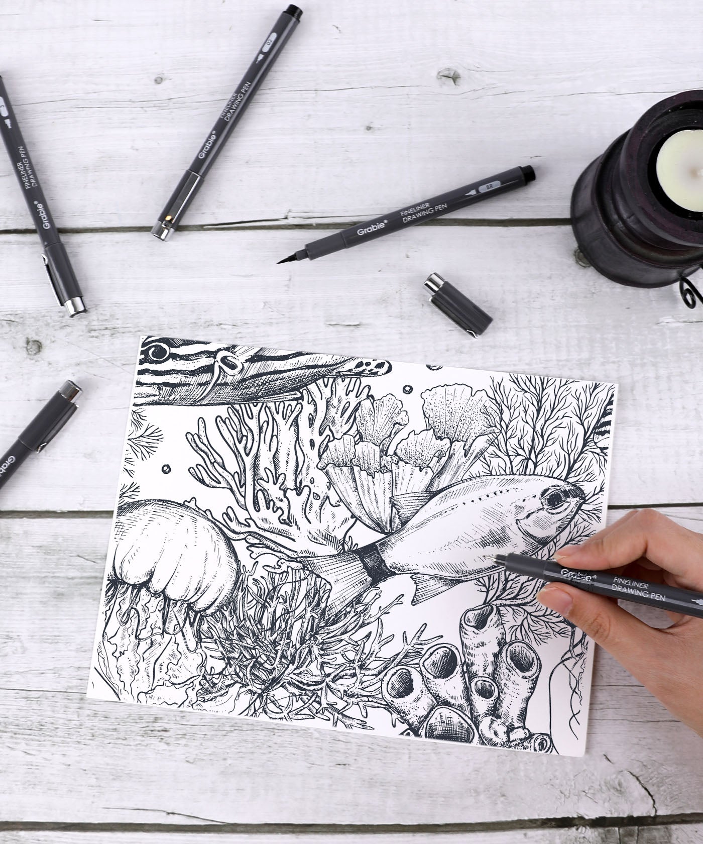 Fineliner Drawing Pen With POPIN Notebook