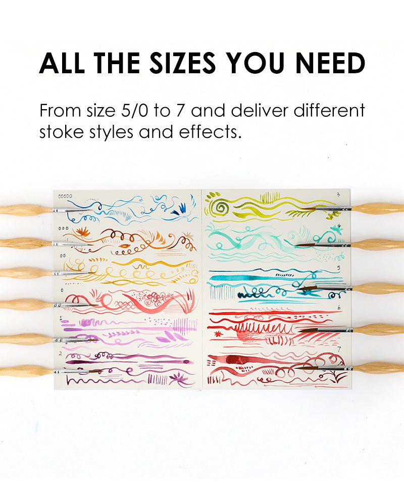11 Pcs Miniature Detail Paint Brush Set With Natural Wood Handle