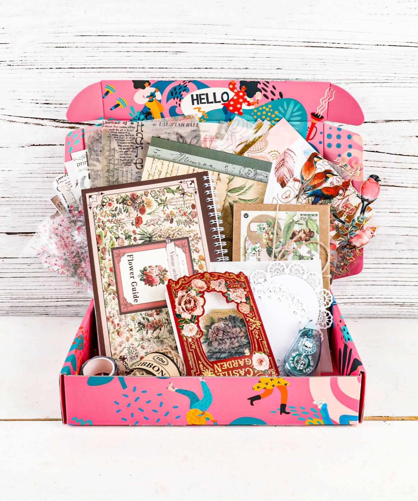 Grabie Complete Scrapbooking Kit with Full-Size Stickers and Paper, Washi Tape, Scissors, Jute String, and Storage Pouch, Ideal for Albums, Card