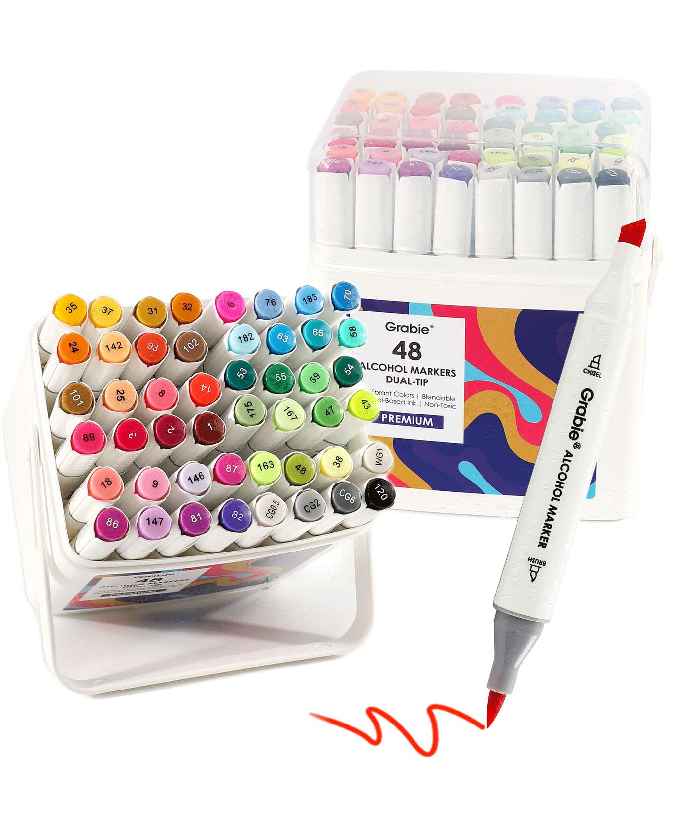 Dual-Tip Alcohol-Based Marker Set Of 48 With Coloring Book