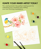 15 Sheets 140LB Floral-Themed Watercolor Coloring Book