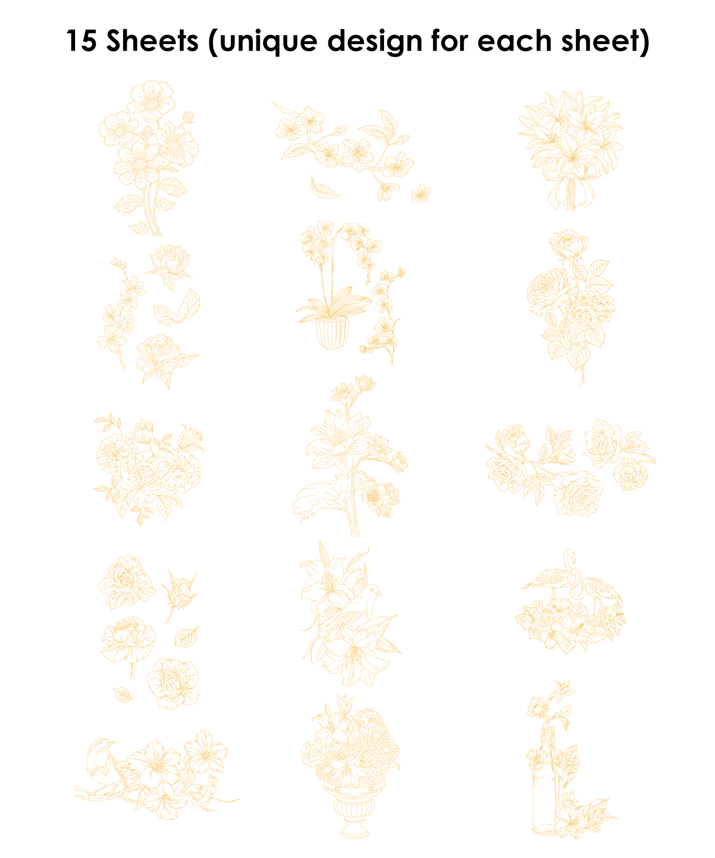 15 Sheets 140LB Floral-Themed Watercolor Coloring Book