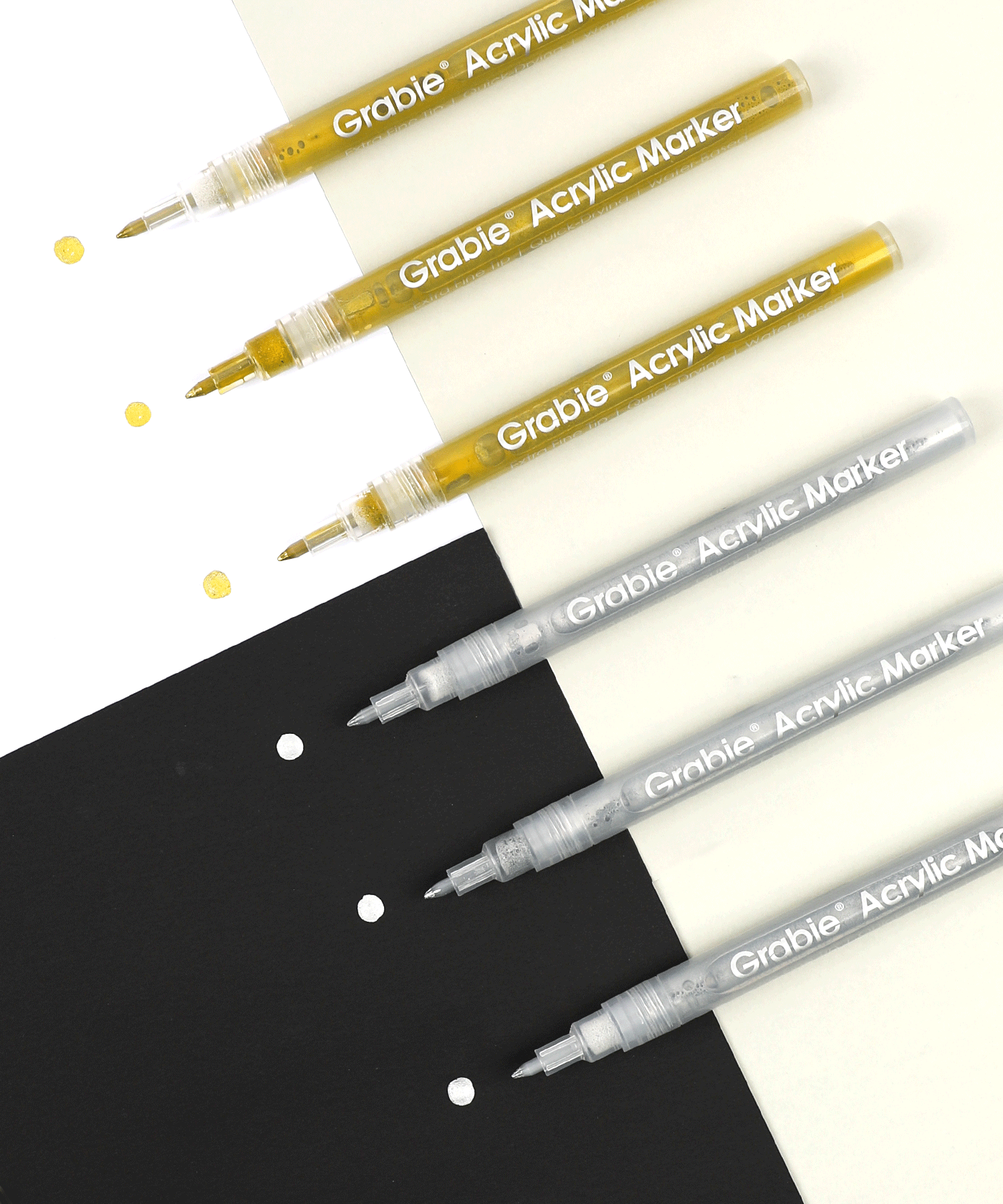 Gold & Silver Extra Fine Tip Acrylic Paint Marker Set Of 6
