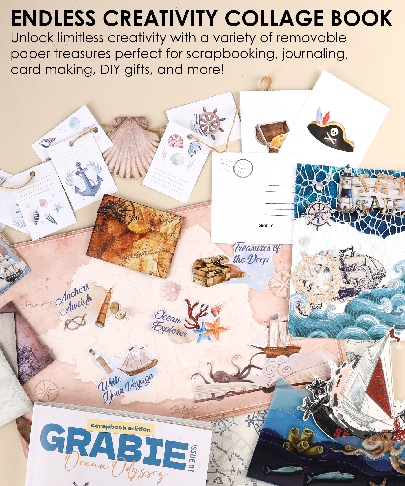 200+ Pages Ocean Odyssey Collage Activity Book