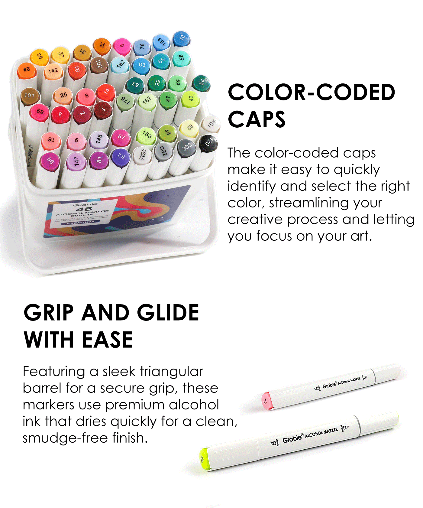 Dual-Tip Alcohol-Based Marker Set Of 48 With Coloring Book