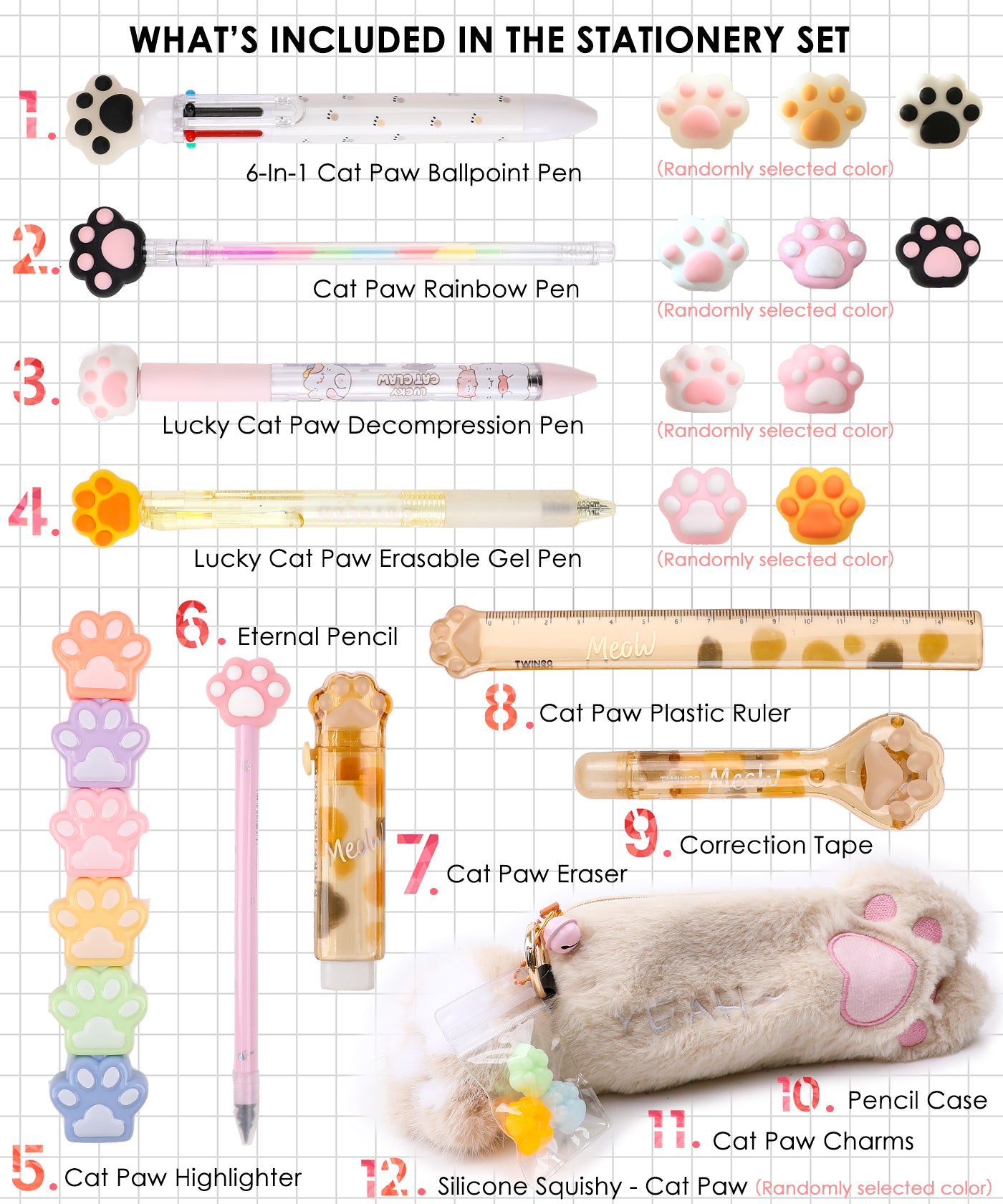 Kitty Paws Stationery Set Of 12