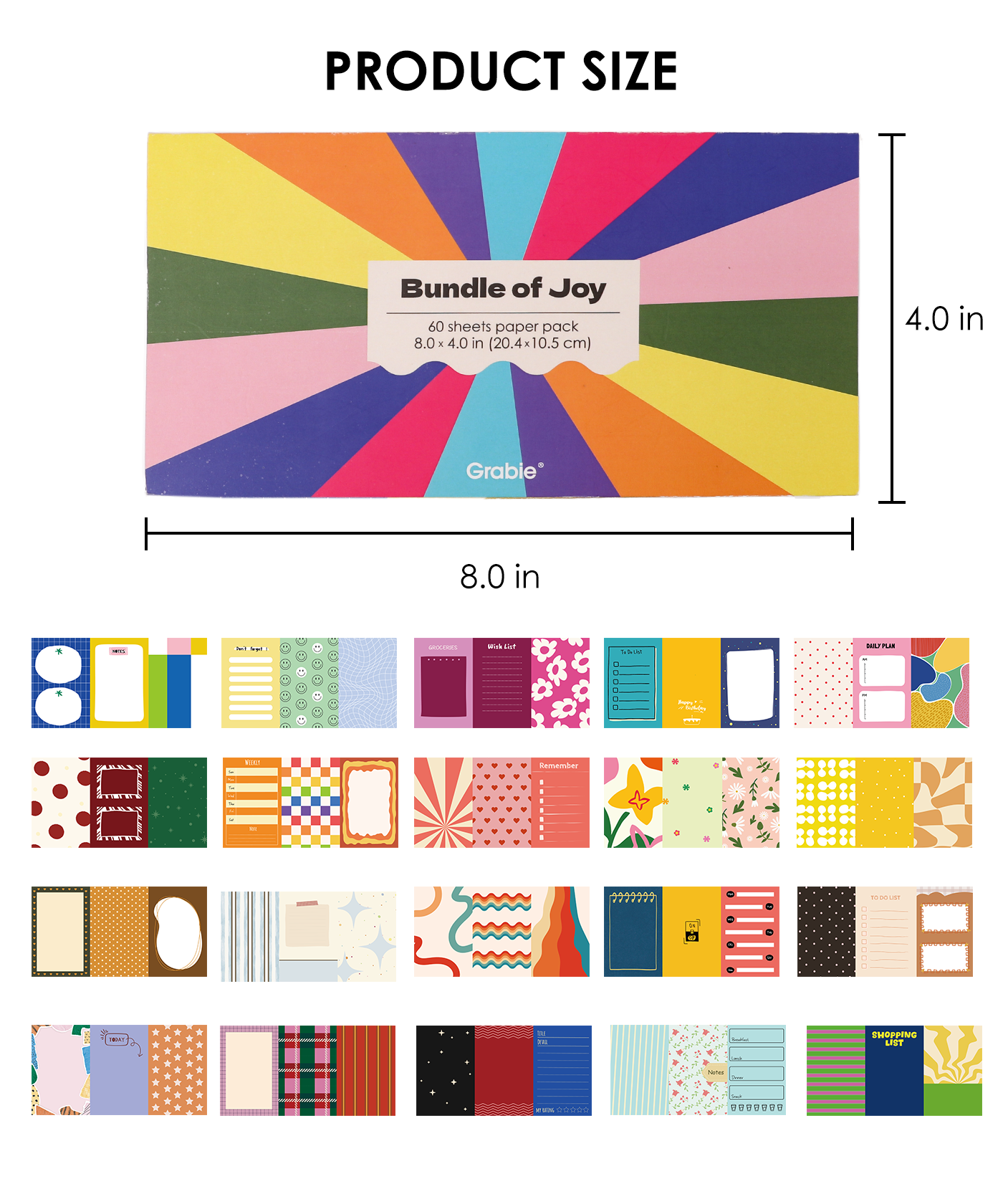 60 Sheets Grabie Exclusive Bundle Of Joy Desktop Notepad Jotter