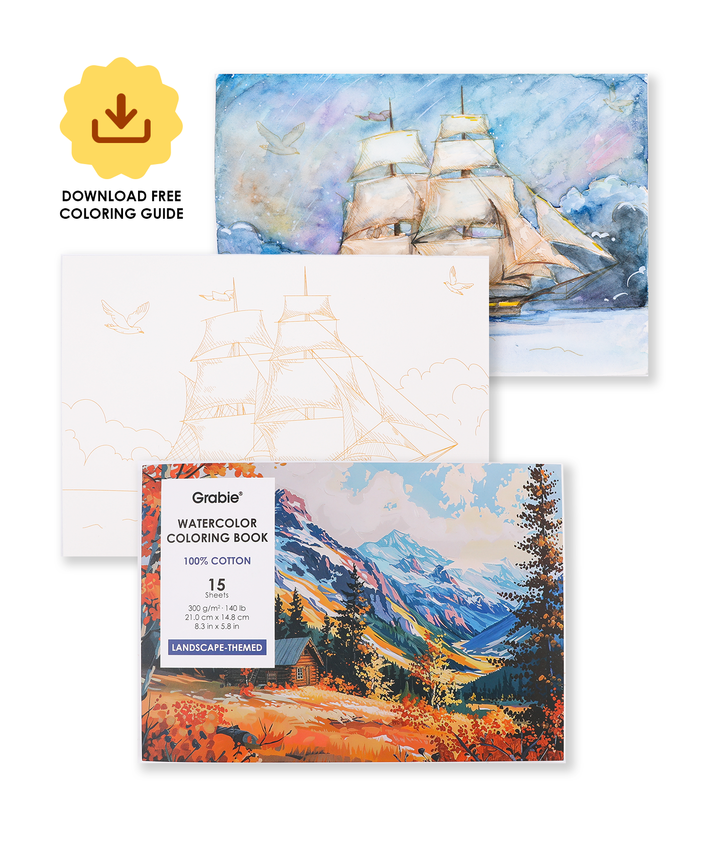 Landscape-Themed Watercolor Coloring Bundle