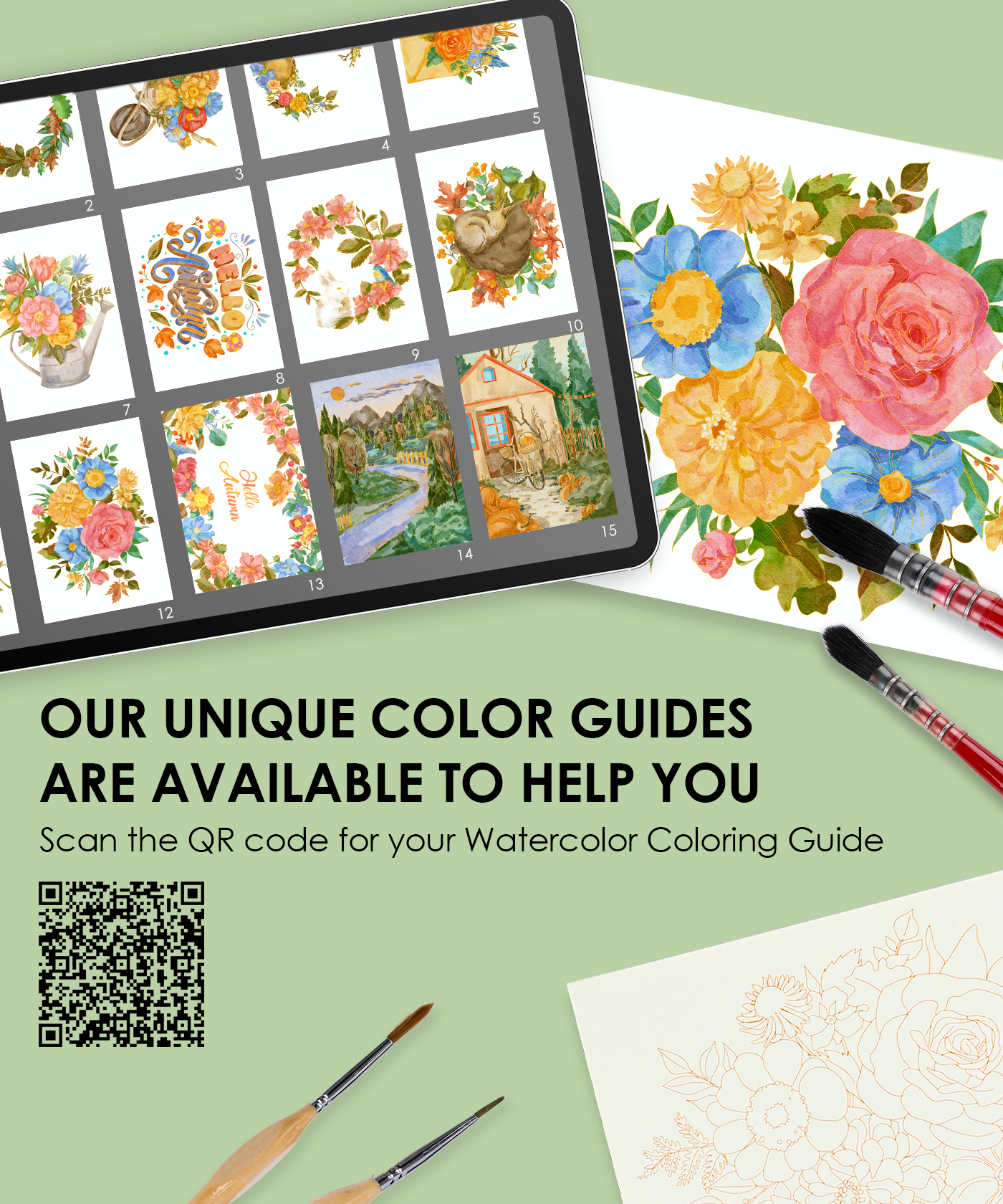 Autumn-Themed Watercolor Coloring Club Box