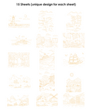 Landscape-Themed Watercolor Coloring Bundle