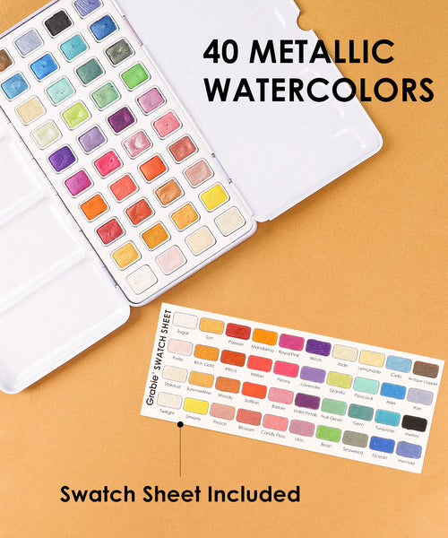 Metallic Watercolor Swatches & Comparison (FineTec, Prima, Gansai Tambi,  Brea Reese) + Lettering – K Werner Design Blog