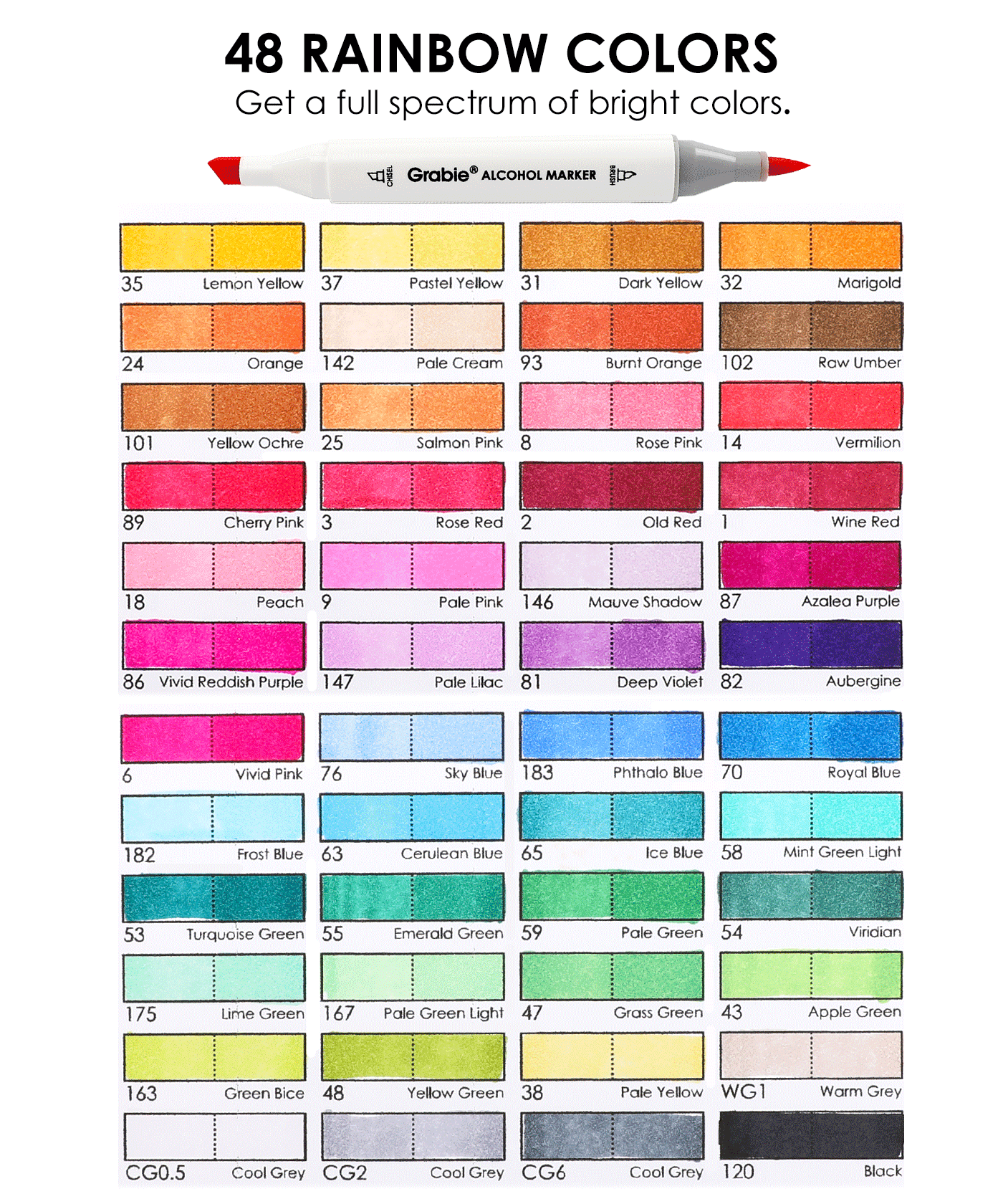 Dual-Tip Alcohol-Based Marker Set Of 48 With Coloring Book