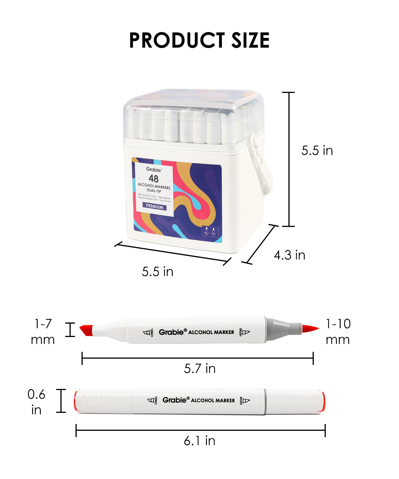 Dual-Tip Alcohol-Based Marker Set Of 48 With Coloring Book