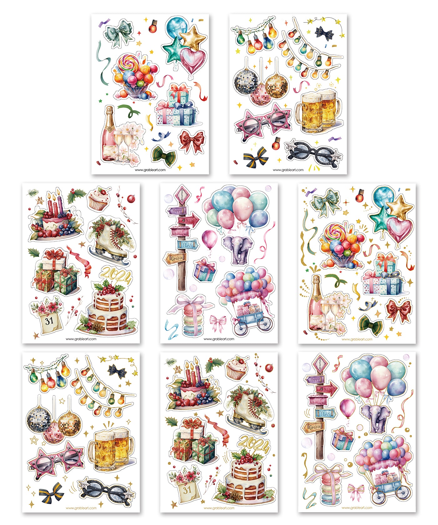 8 Sheets Grabie Exclusive New Year Sticker Set