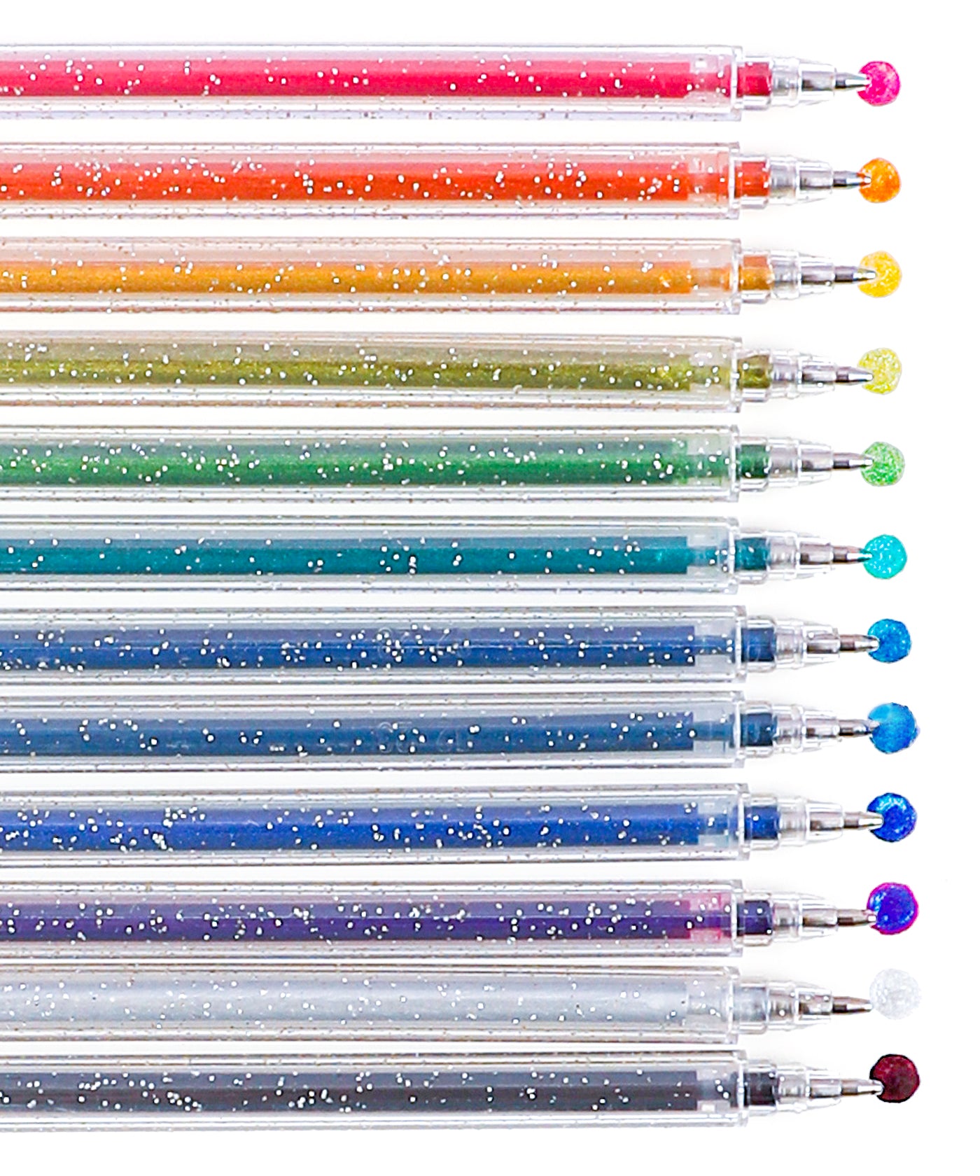 Capped Iridescent Glitter Gel Ink Pen Set Of 12