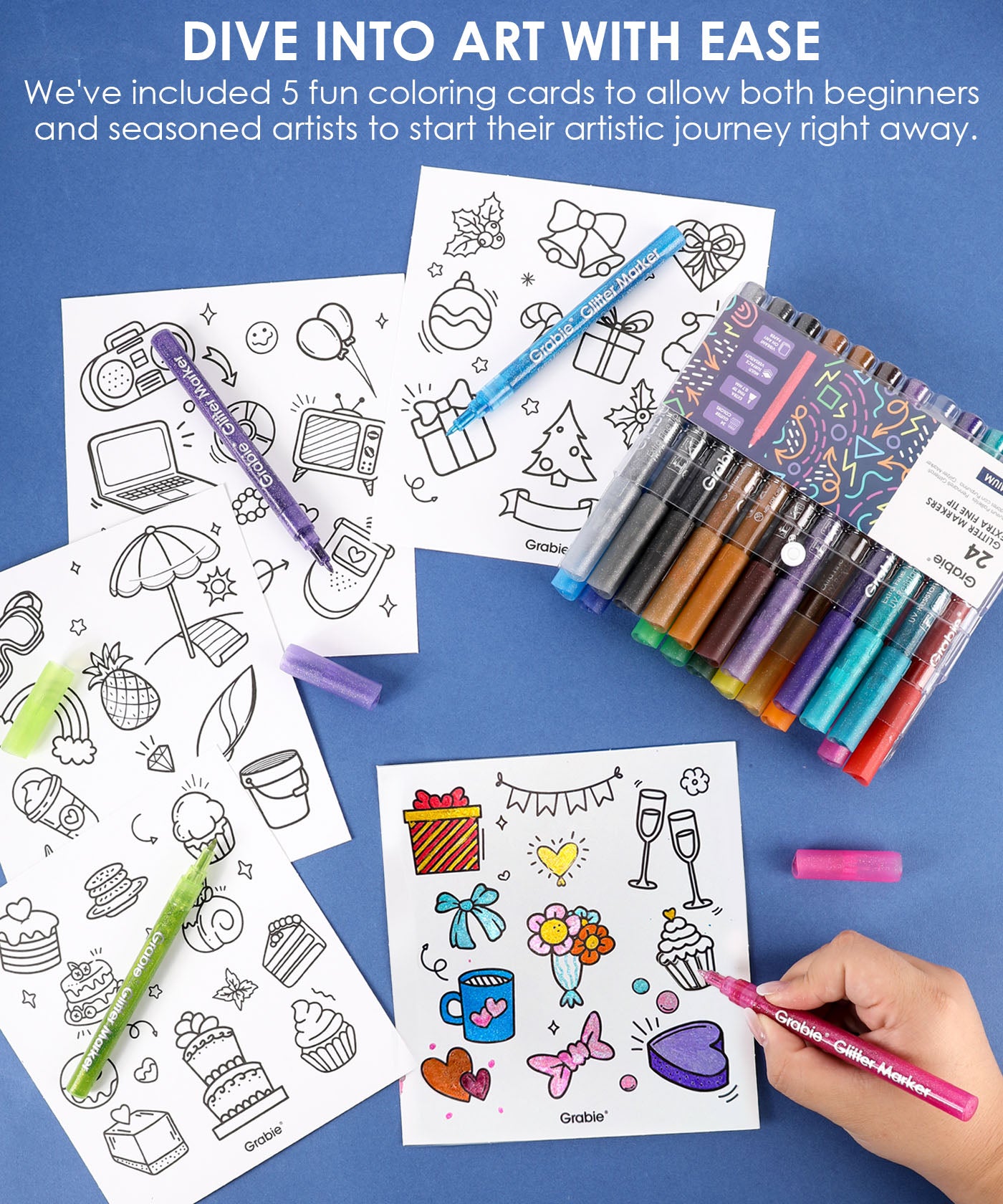 Iridescent Glitter Acrylic Paint Marker Set Of 24