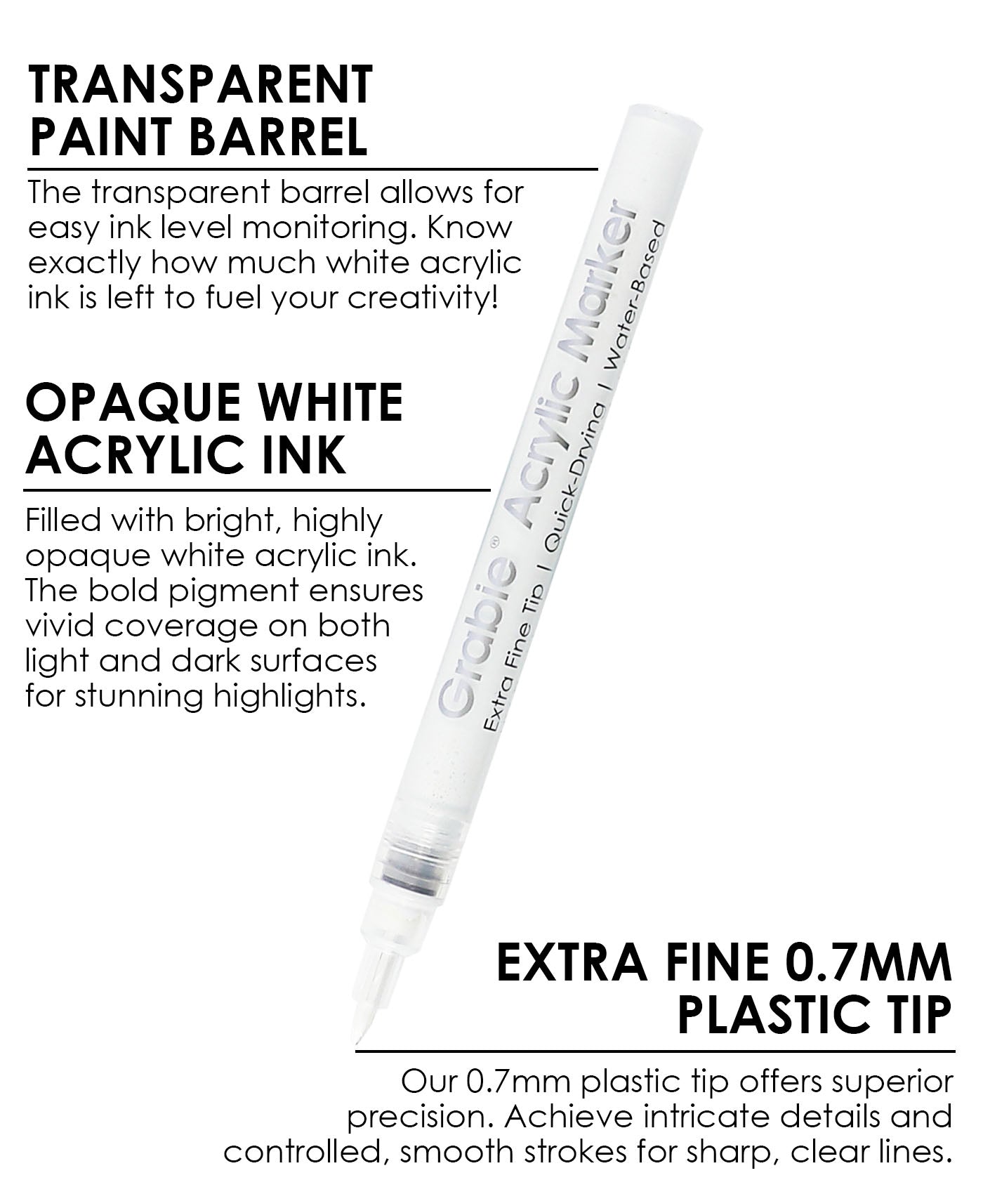 White Extra Fine Tip Acrylic Paint Marker Set Of 6