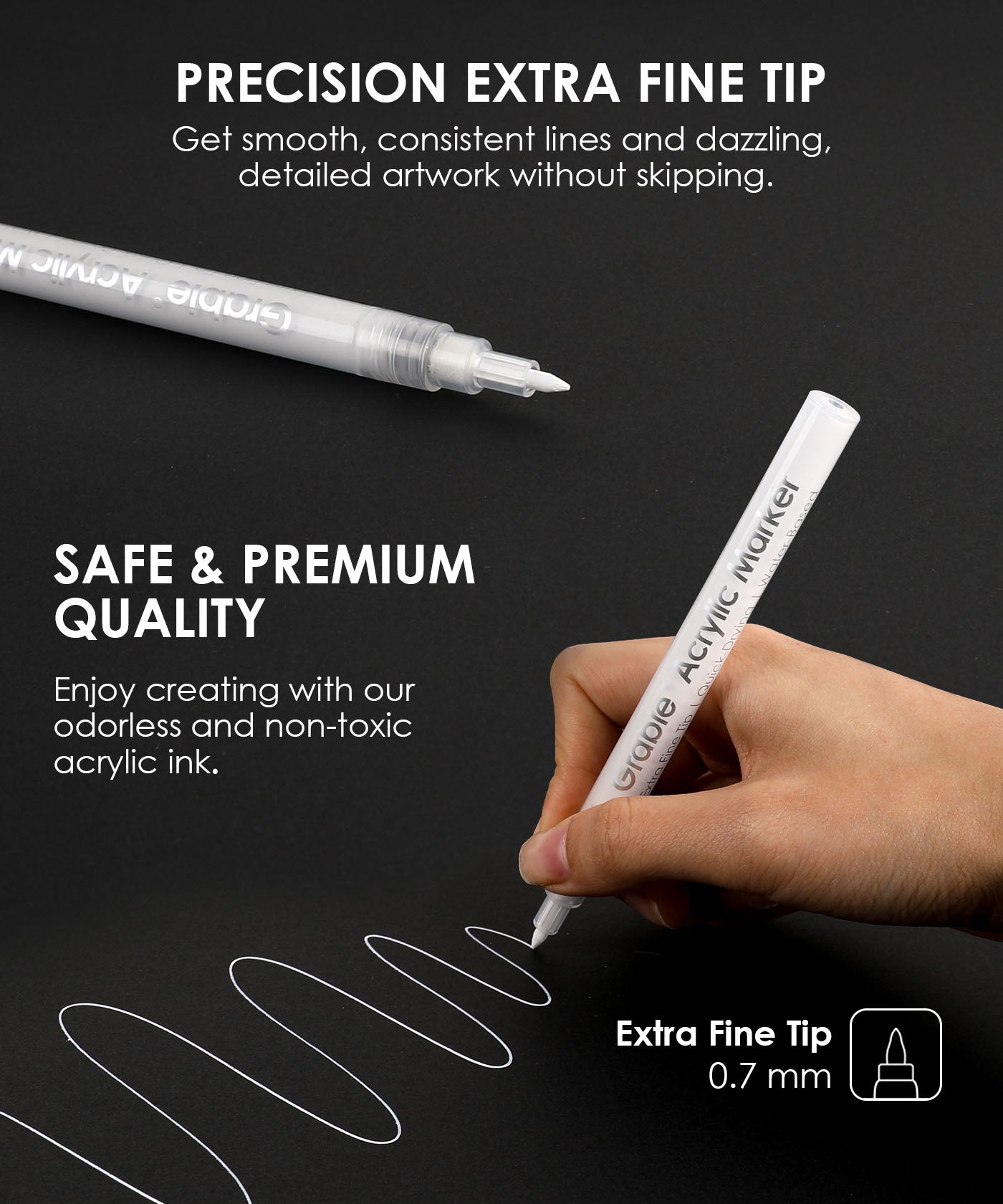 White Extra Fine Tip Acrylic Paint Marker Set Of 6