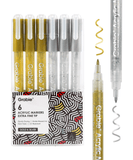 Gold & Silver Extra Fine Tip Acrylic Paint Marker Set Of 6