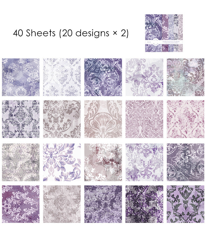 40 Sheets Dark Night Garden Material Paper Set