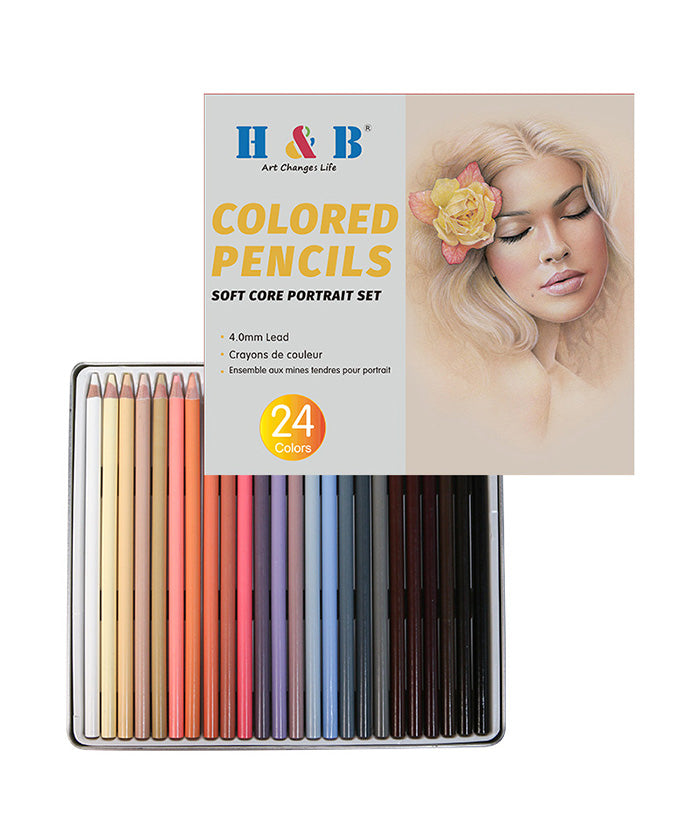 H&B High quality Soft Core Adult Coloring 24pcs bright colors oil