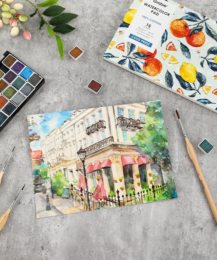 15 Sheets 140LB Watercolor Pad - Grabie