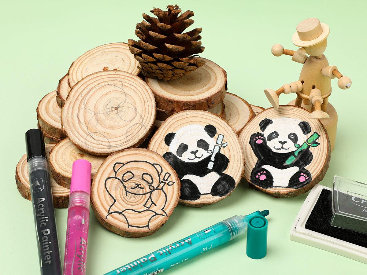 How to Draw a Panda on Wood Slices - Grabie
