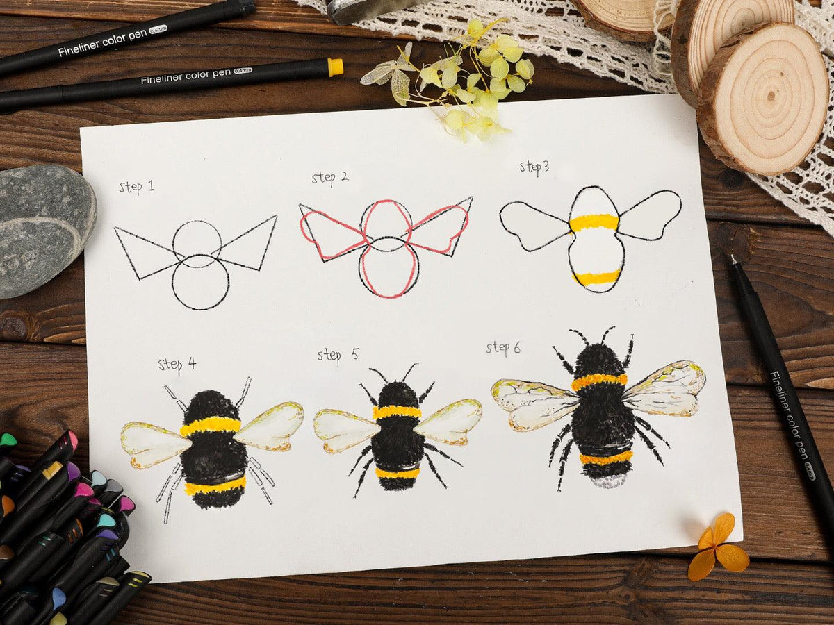 How to Draw a Realistic Bee Step by Step - Grabie