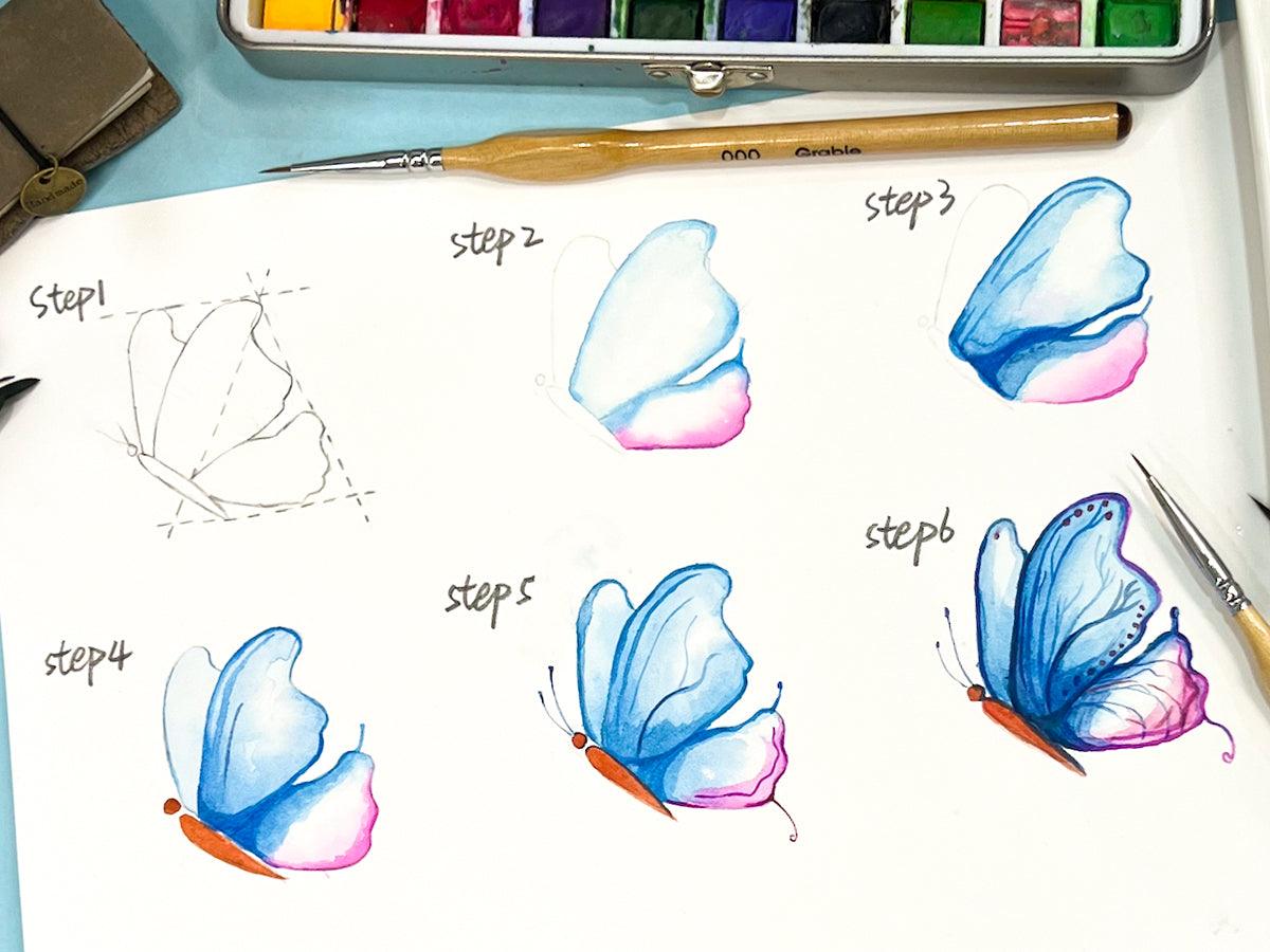 How to Draw a Watercolor Butterfly - Grabie