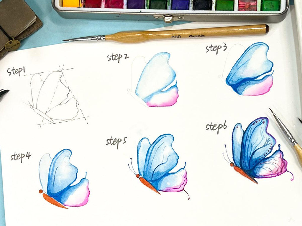 how to draw a watercolor butterfly