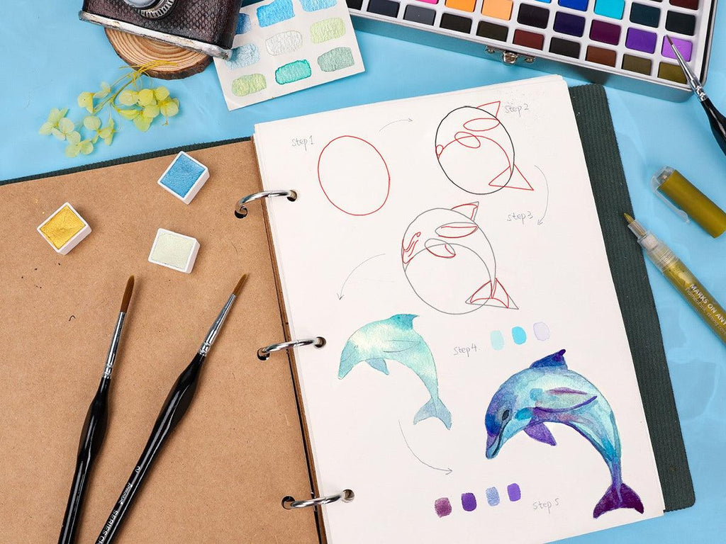 How to Draw a Watercolor Dolphin