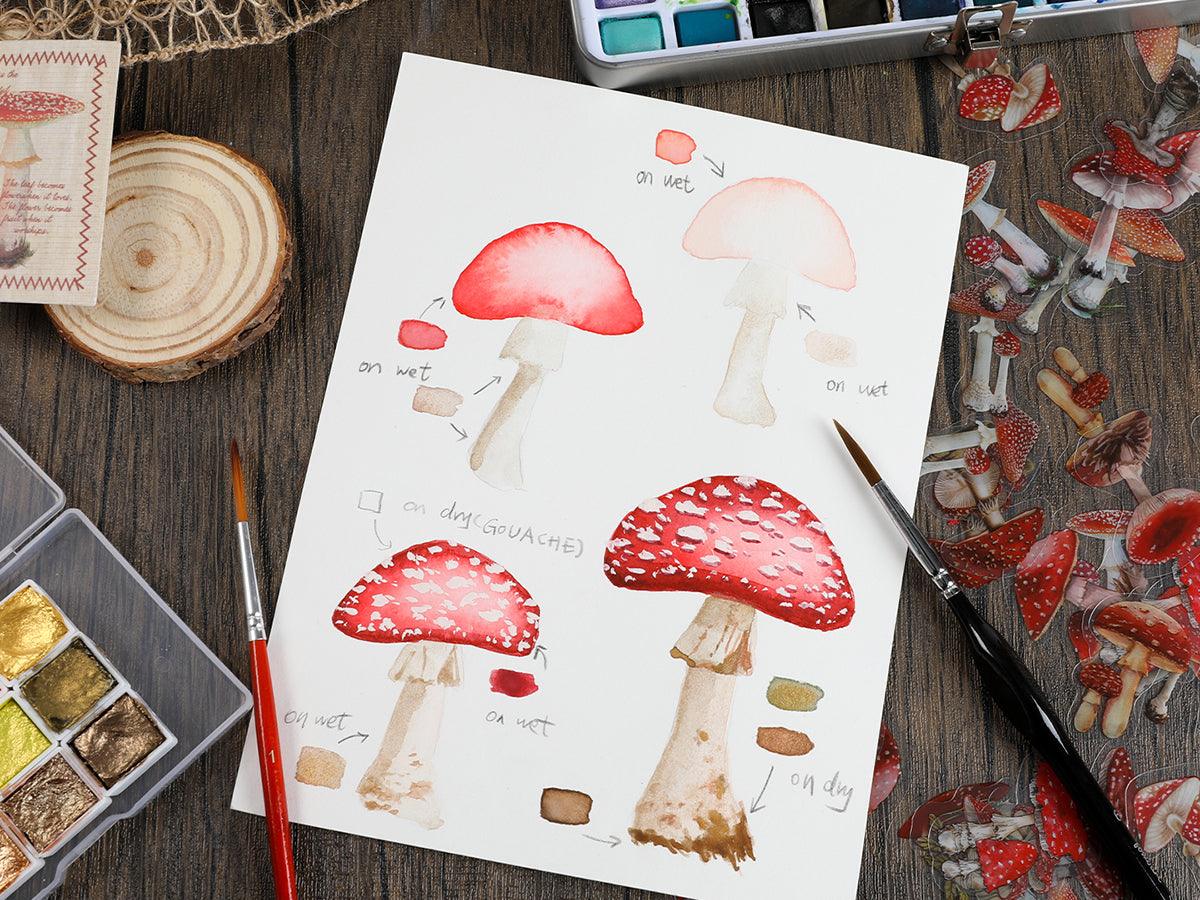 How to Draw a Watercolor Mushroom - Grabie