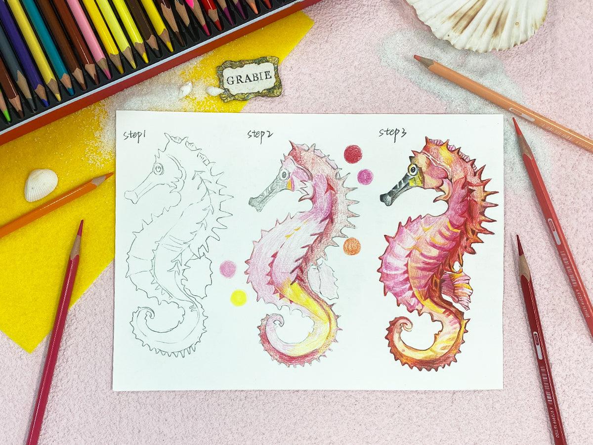 How to drow a seahorse - Grabie