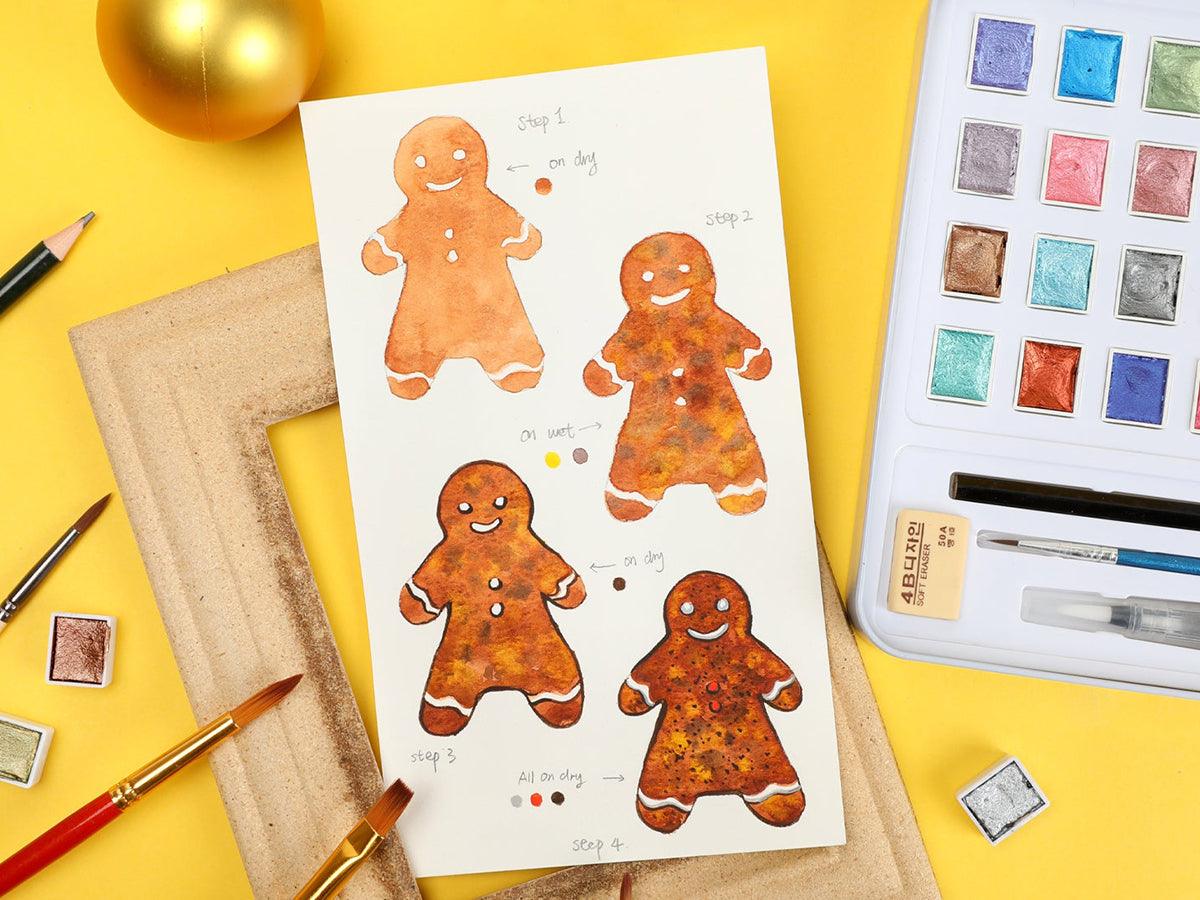 How to Paint a Watercolor Gingerbread Man - Grabie