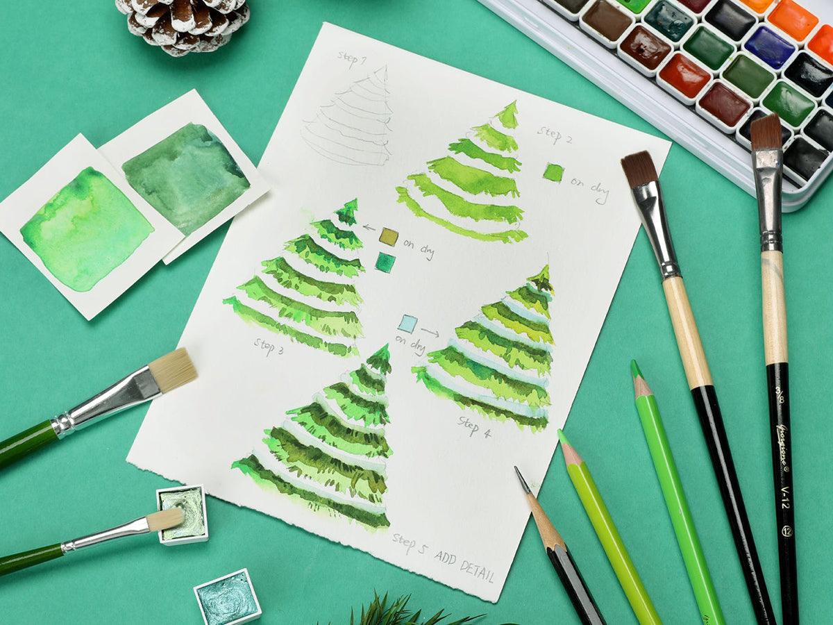 How to Paint A Watercolor Tree - Grabie