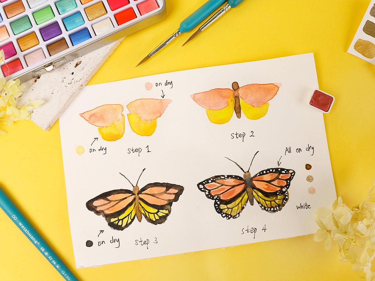 How to Paint Lifelike Watercolor Butterfly - Grabie