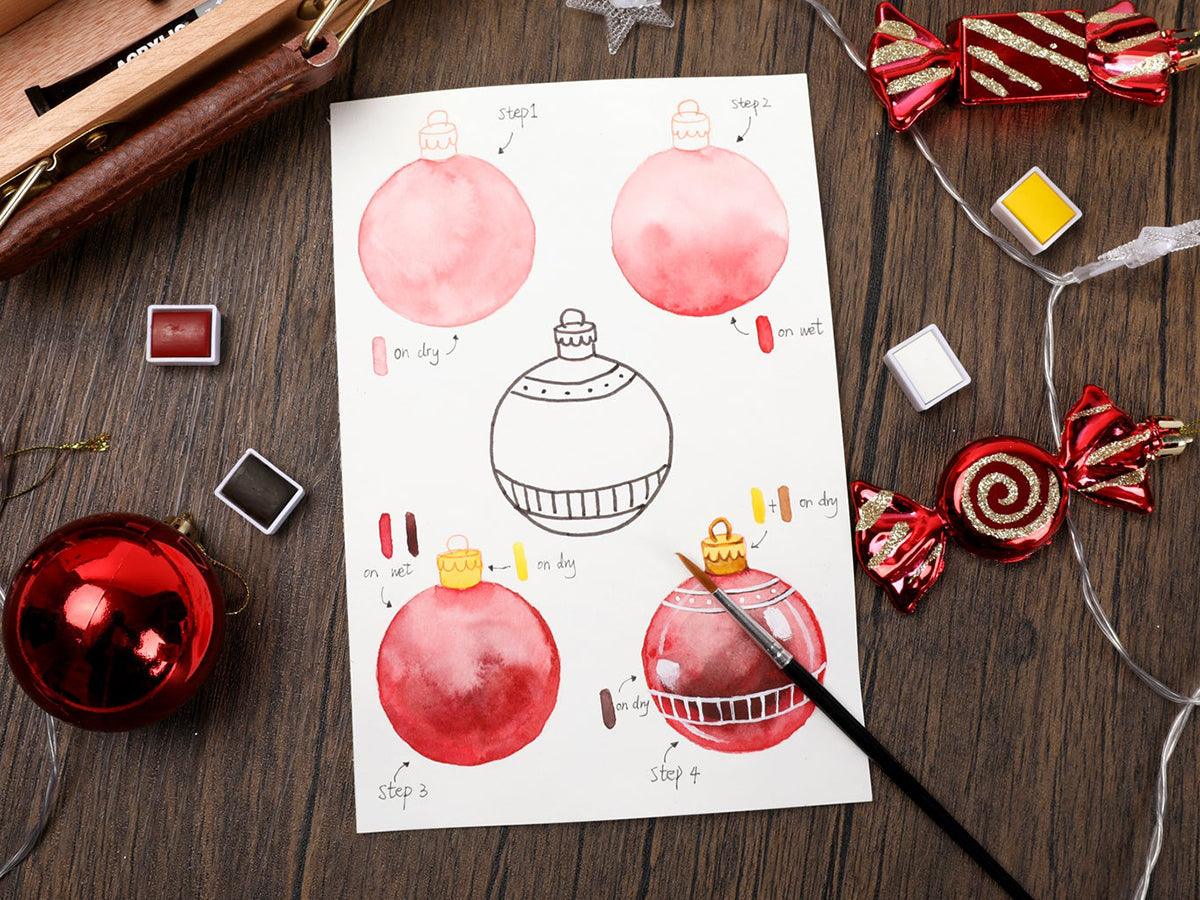 How to Paint Watercolor Ornaments - Grabie