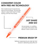 Easy-Flow Brush Tip Acrylic Paint Markers With Coloring Book