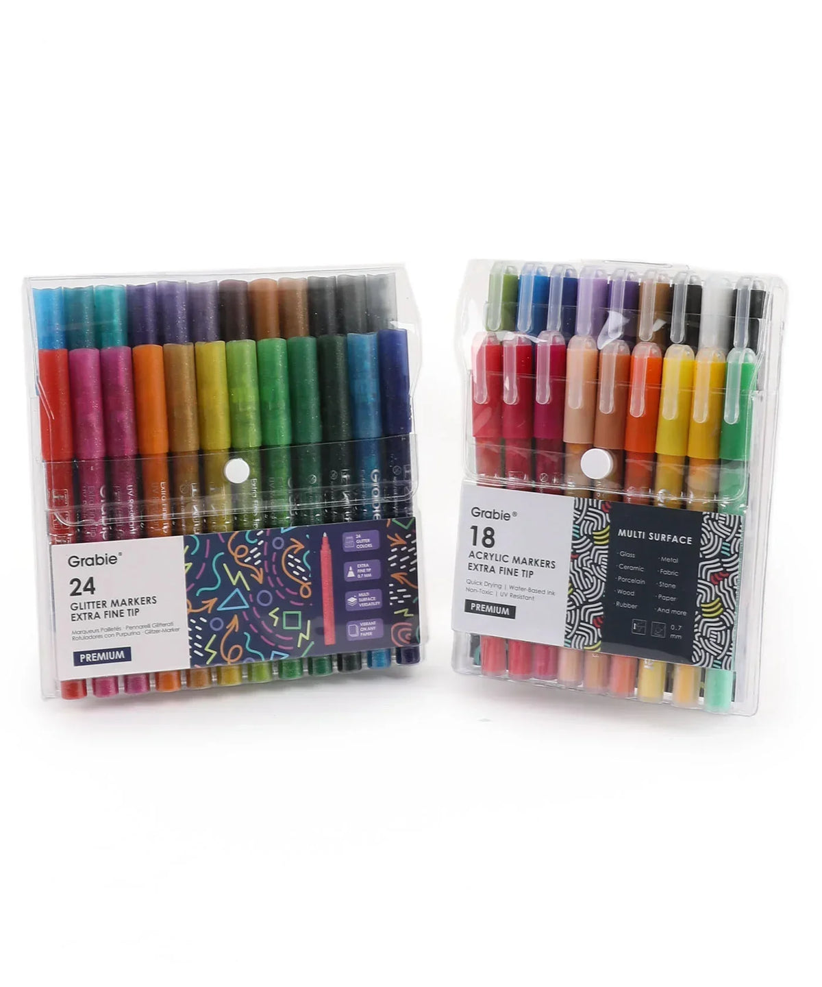 Extra Fine Tip Acrylic Paint Marker Set With Iridescent Glitter Acrylic Paint Marker Set in vibrant colors for art projects