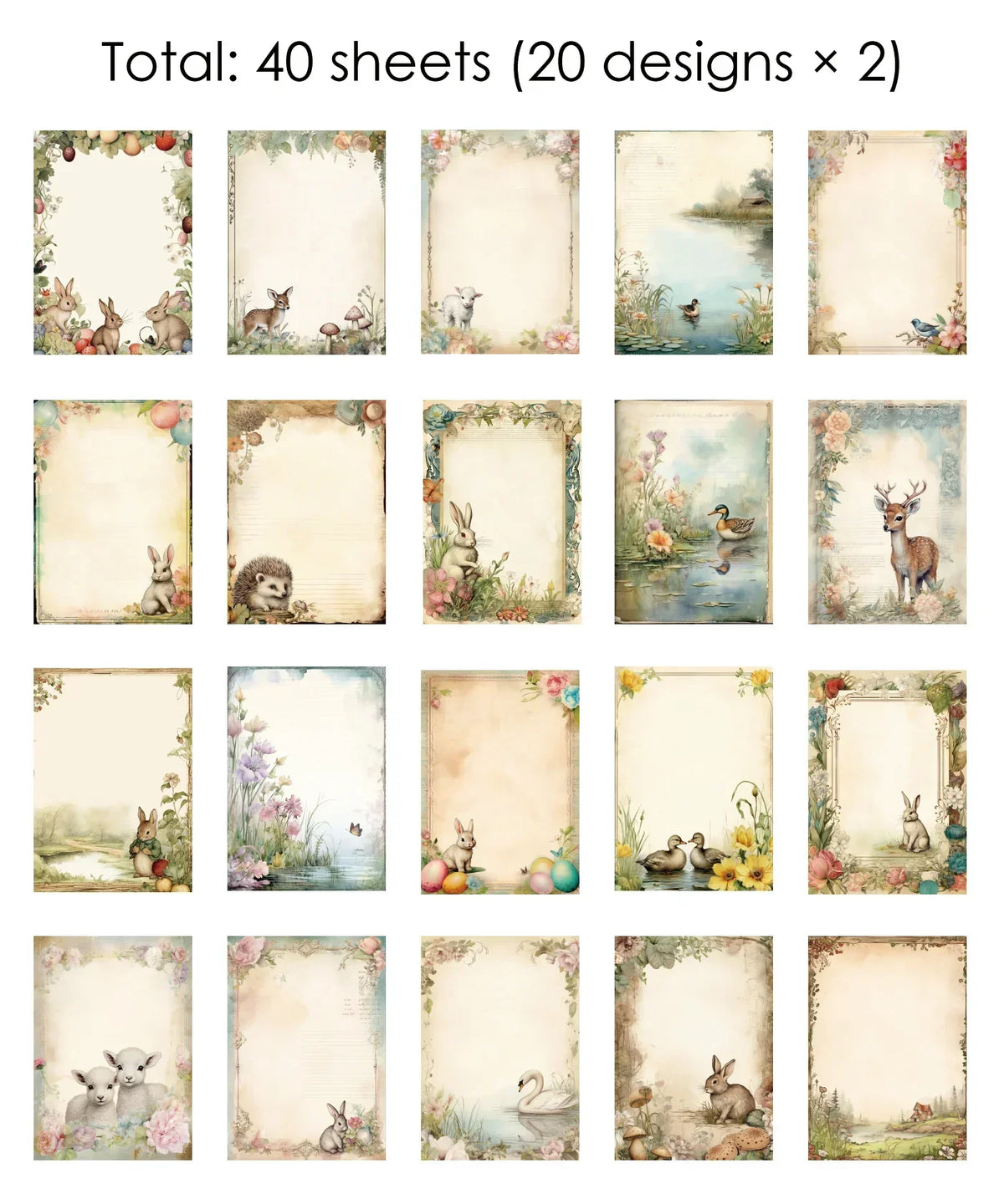 Grabie Exclusive Desktop Notepad Jotter featuring 40 sheets with vintage animal and nature watercolor designs.