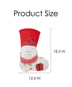 2 Pcs Large Size Christmas Stockings For Gift featuring a smiling snowman and festive red design measuring 18.5 by 12.6 inches