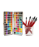 Watercolor Set Of 100 With 9 Pcs Synthetic Quill Paint Brushes