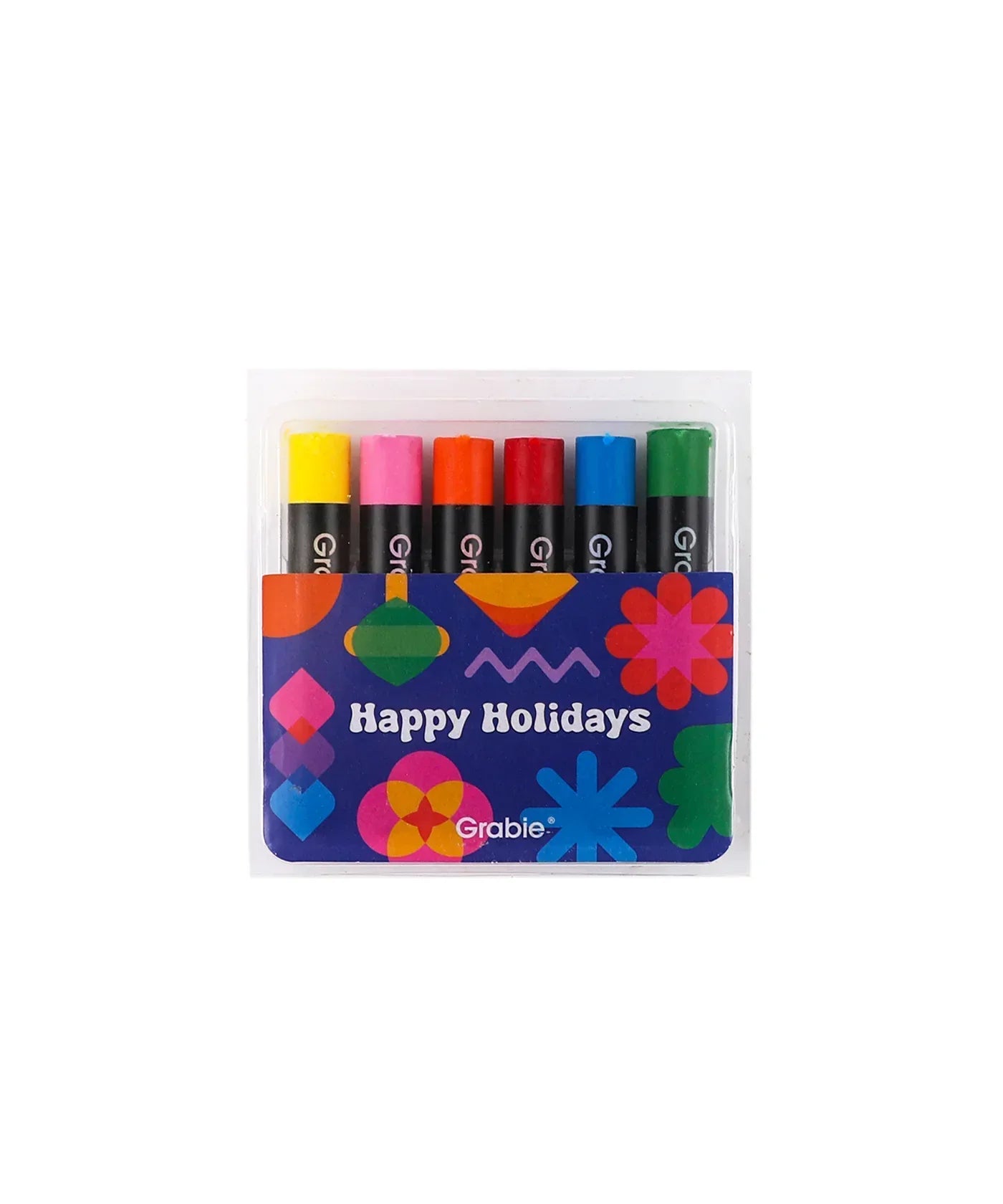 Premium Oil Pastel Set Of 6 in colorful packaging with Happy Holidays message and vibrant assorted pastel colors