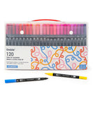 120 Colors Brush &  Extra Fine Twin Tip Sketch Markers