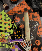 16 Sheets Grabie Exclusive Halloween Party Paper Set with spooky pumpkin, skeleton, and haunted house designs on decorative paper sheets