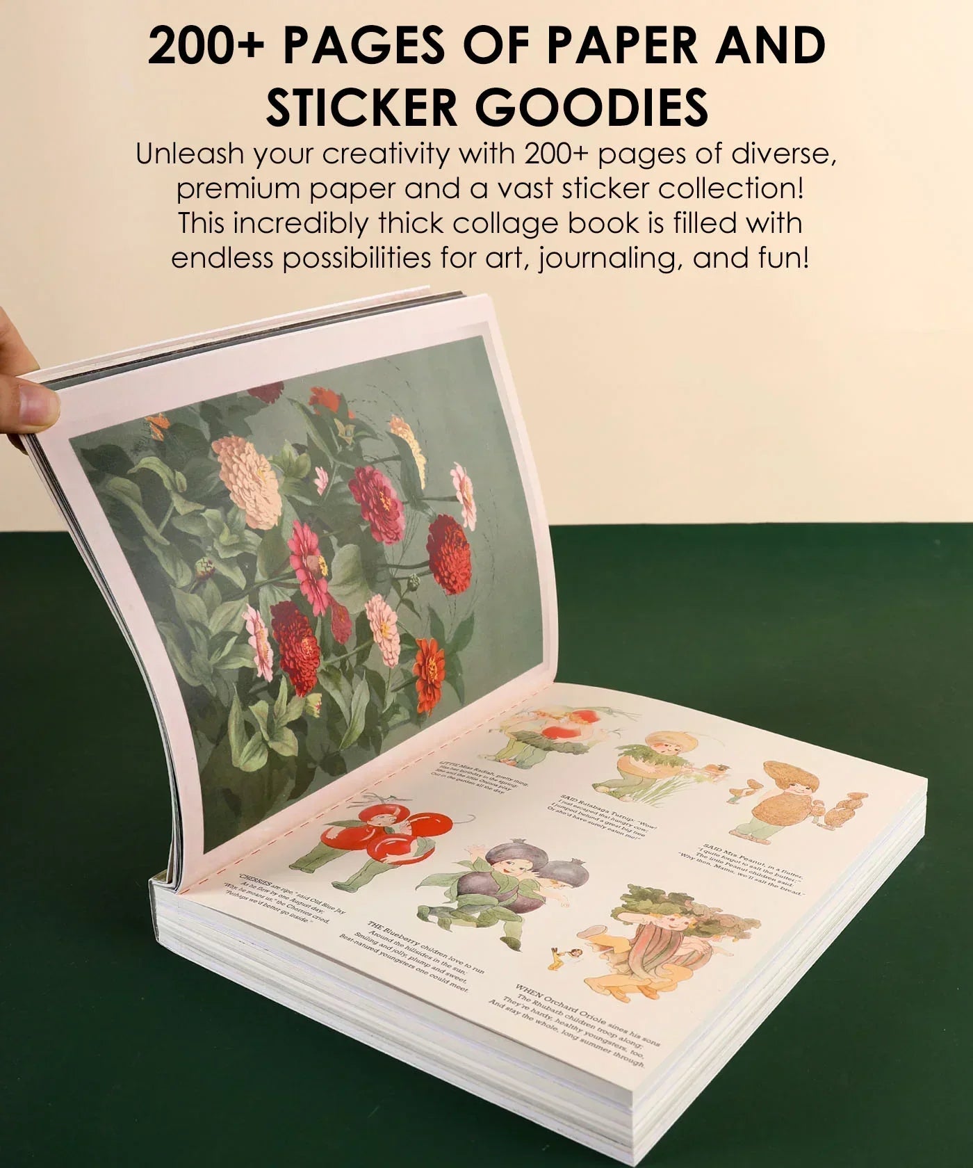 The Botanical Muse-Themed Grabie Scrapbook Club Box showing open pages with floral and botanical illustrations for art and journaling.